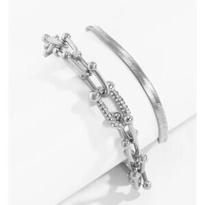 NEW Omega Chain Link Shackle Bracelet set Silver Chain HardWear STYLE JA23